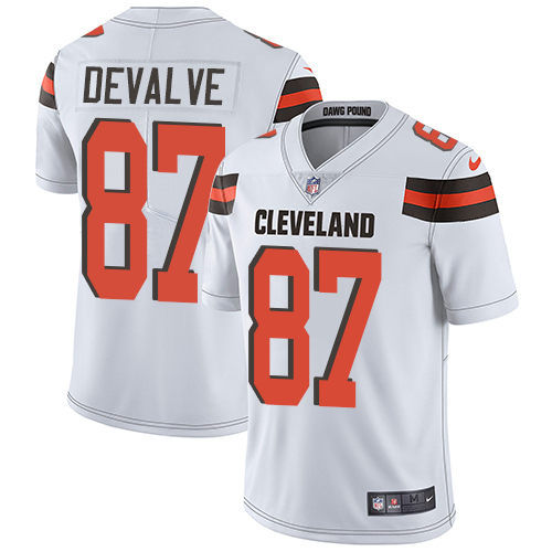 Nike Browns #87 Seth DeValve White Men's Stitched NFL Vapor Untouchable Limited Jersey - Click Image to Close